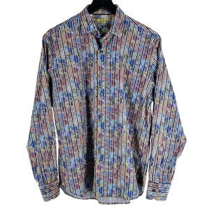 Luciano Visconti Black label Stripe Pixel dress shirt medium